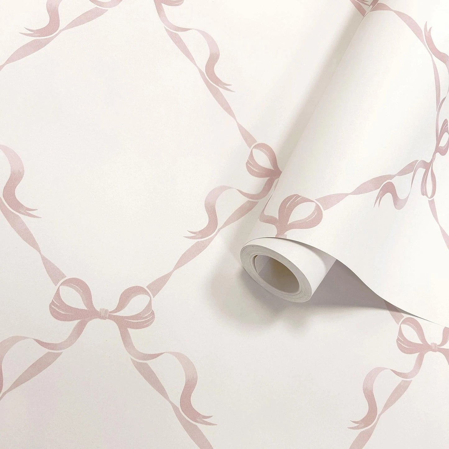 Cream Pink Ribbon Wallpaper