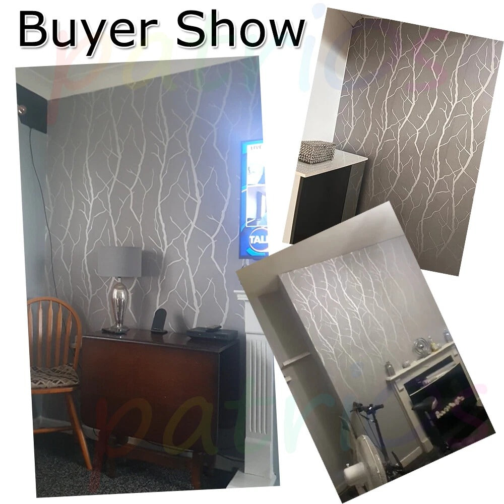 Grey Silver 3D Damask Wallpaper Roll Wave Stripe Embossed Textured Wall Covering