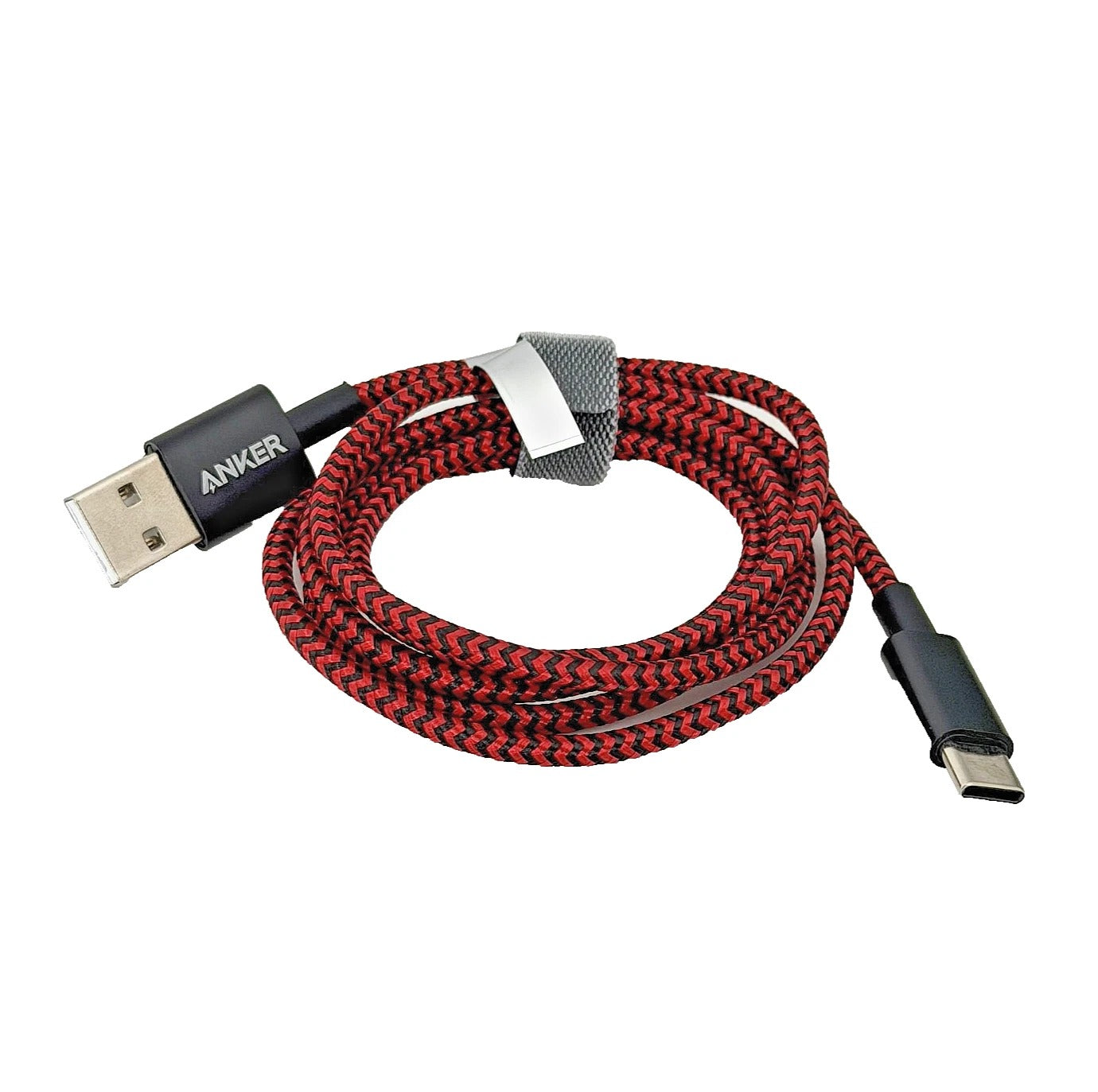 1m Anker Double-Braided Nylon USB-C to USB-A Charging Cable Black & Red Type C