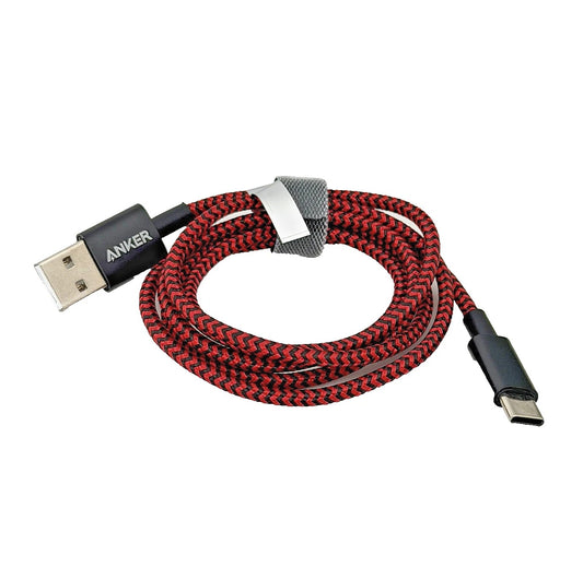 1m Anker Double-Braided Nylon USB-C to USB-A Charging Cable Black & Red Type C
