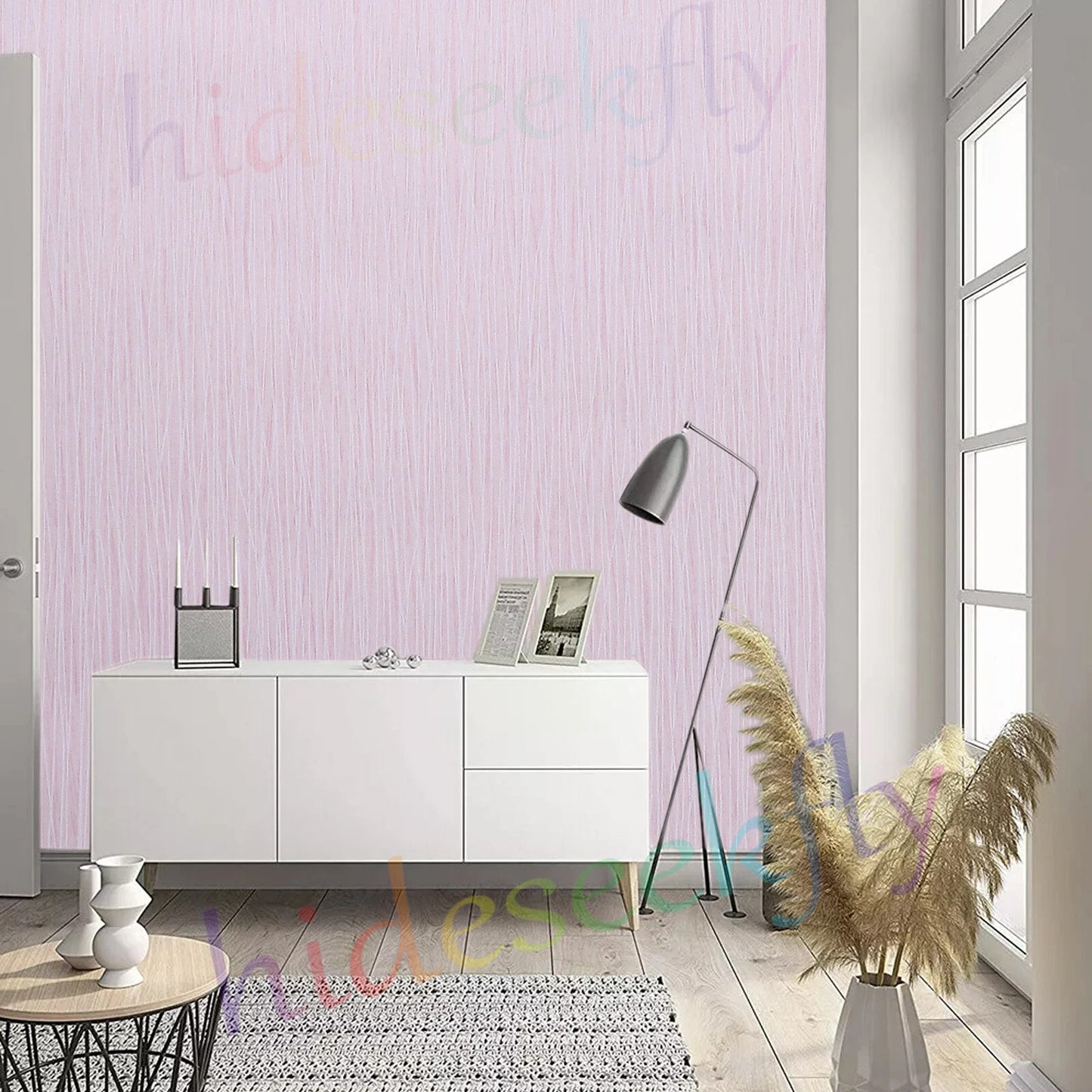 Plain Light Blush Pink Wallpaper Rolls Stripes Textured Bedroom Wall Paper Decor