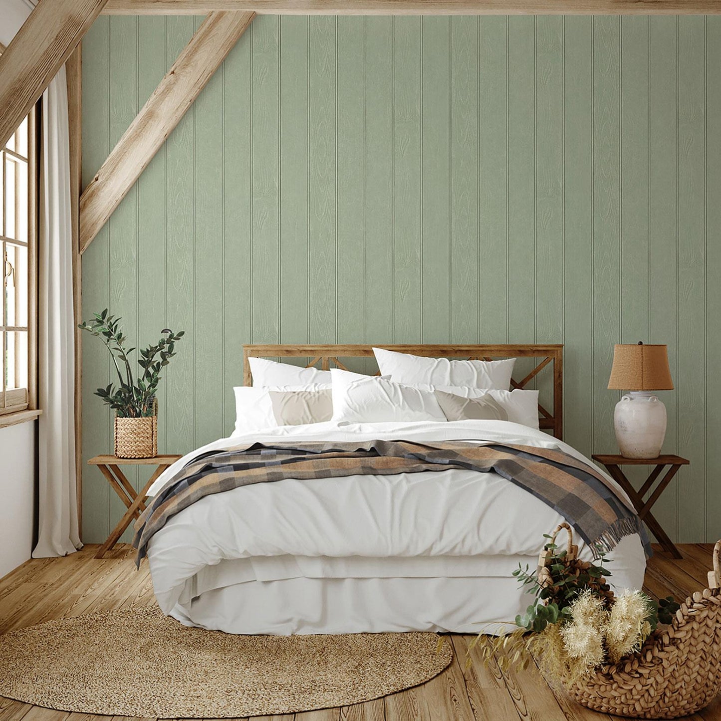 Beaded Wood Panel Wallpaper 3D Effect