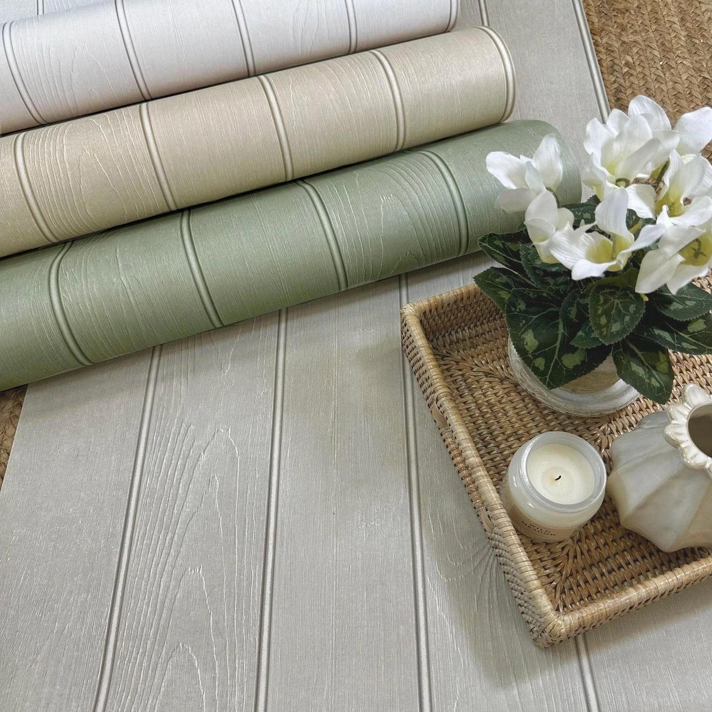 Beaded Wood Panel Wallpaper