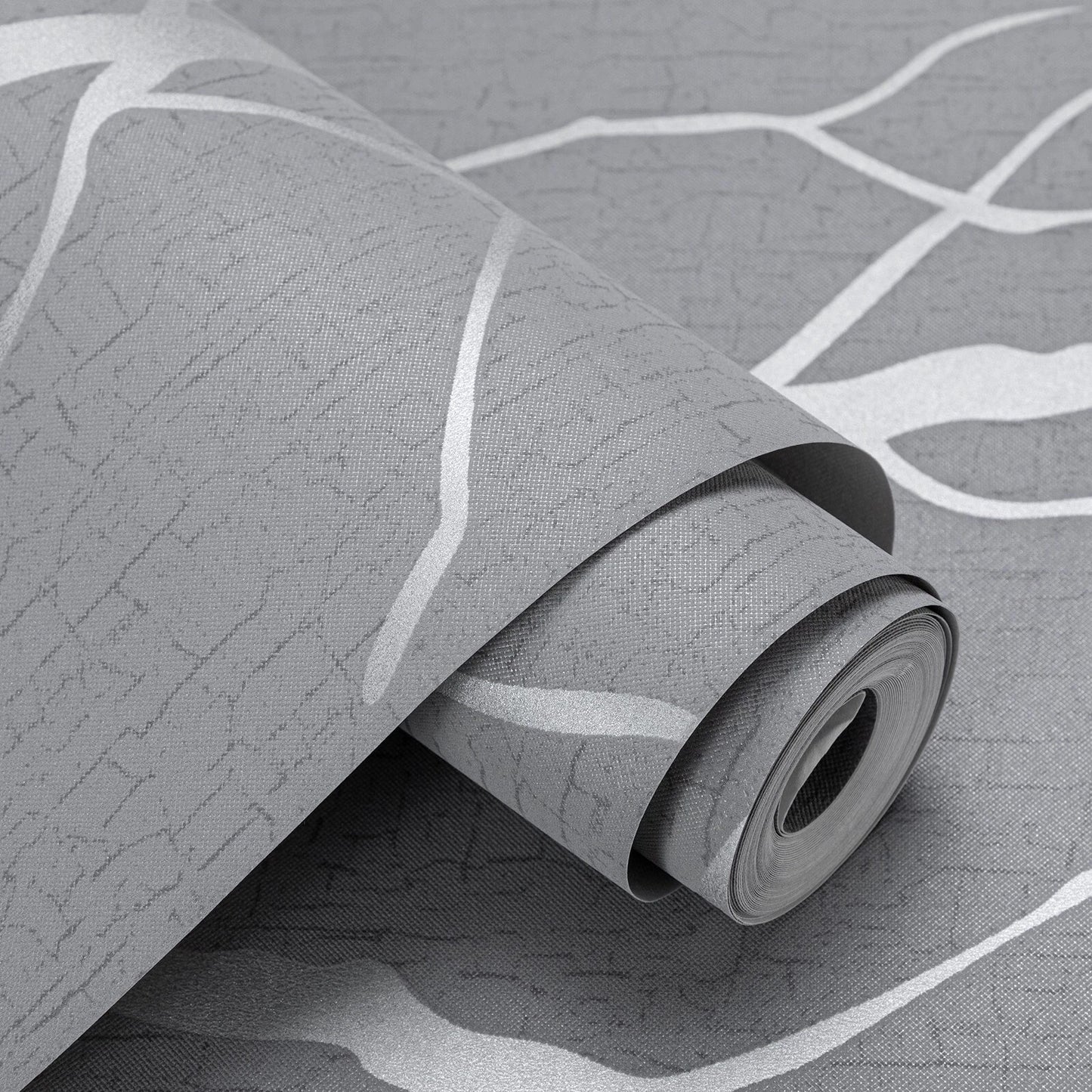 Grey Silver 3D Damask Wallpaper Roll Wave Stripe Embossed Textured Wall Covering