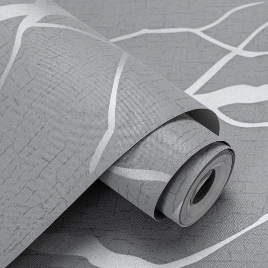 Grey Silver 3D Damask Wallpaper Roll Wave Stripe Embossed Textured Wall Covering