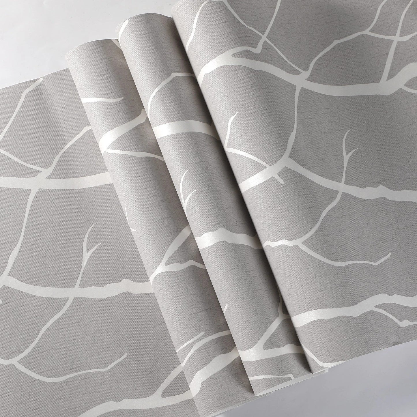 Grey Silver 3D Damask Wallpaper Roll Wave Stripe Embossed Textured Wall Covering