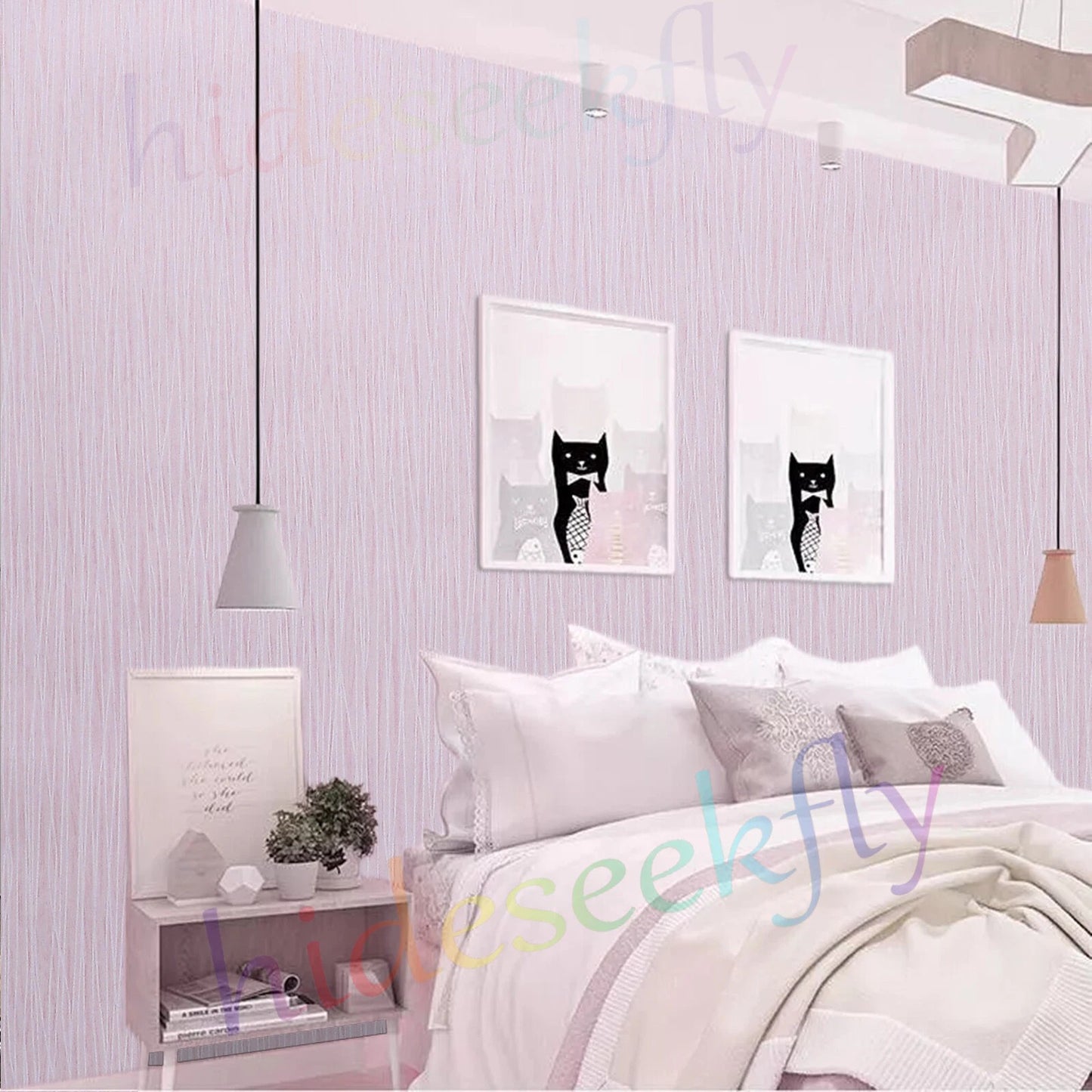 Plain Light Blush Pink Wallpaper Rolls Stripes Textured Bedroom Wall Paper Decor