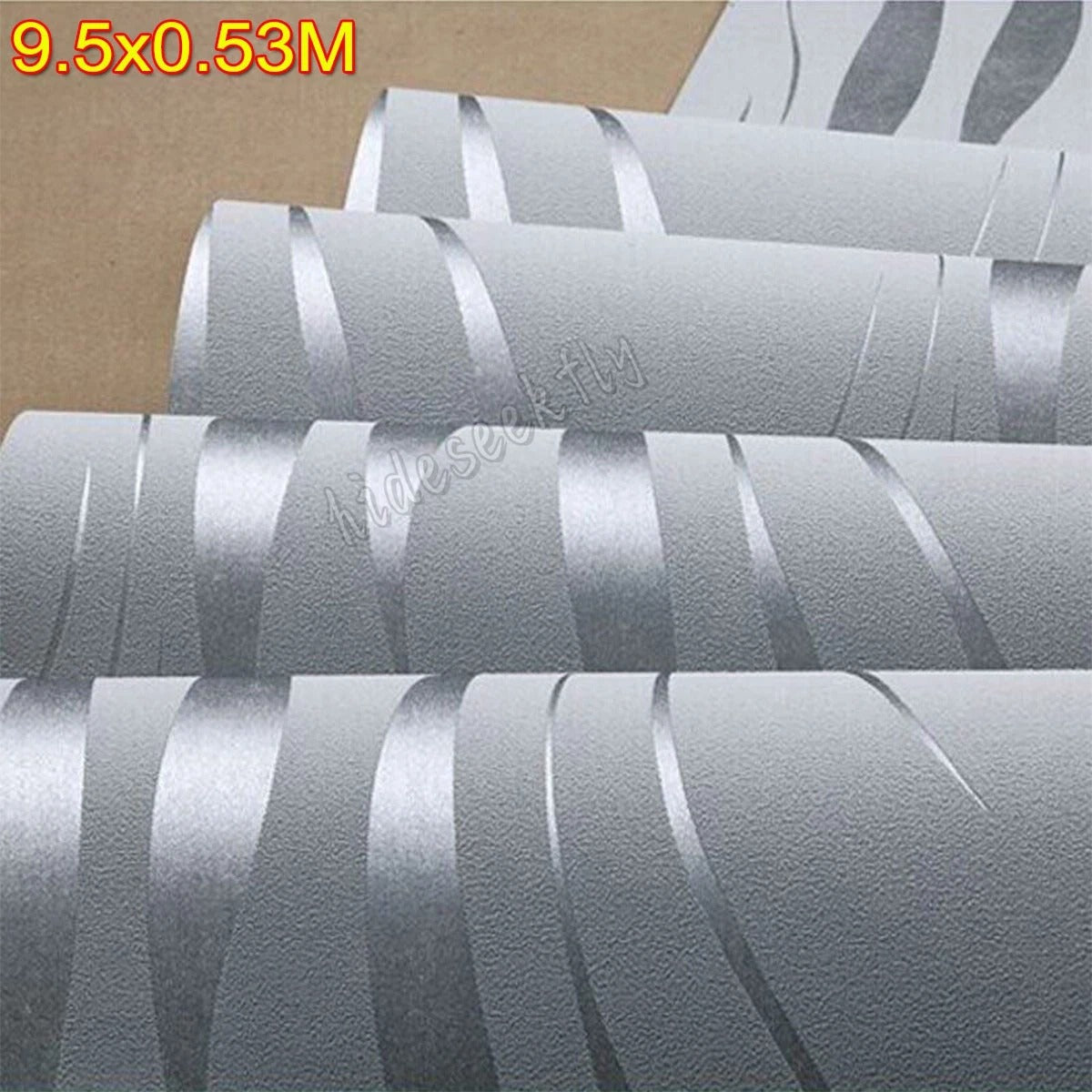 Silver Grey Wallpaper Roll 3D Damask Wave Stripe Embossed Textured Wall Covering