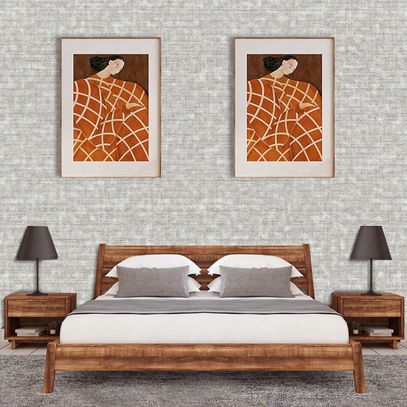 Grey Linen·Effect Wallpaper