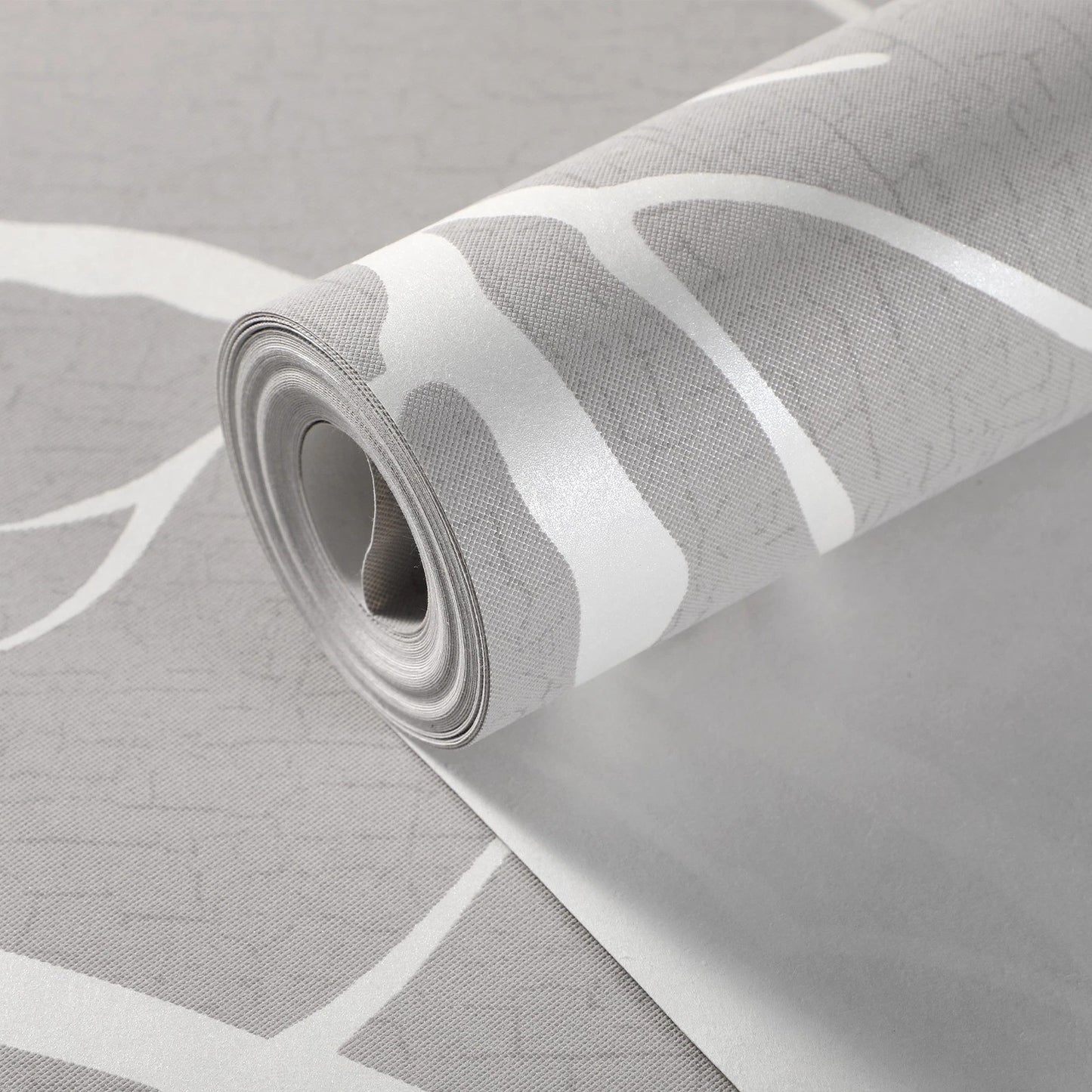 Grey Silver 3D Damask Wallpaper Roll Wave Stripe Embossed Textured Wall Covering