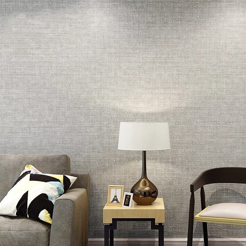 Grey Linen·Effect Wallpaper