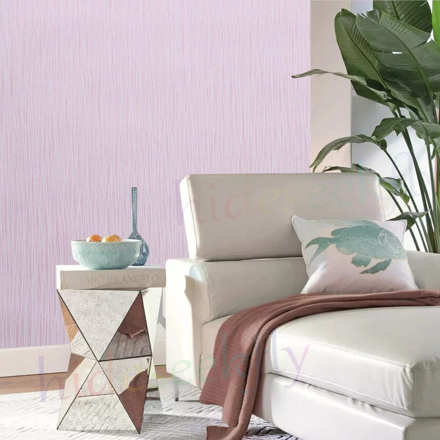 Plain Light Blush Pink Wallpaper Rolls Stripes Textured Bedroom Wall Paper Decor