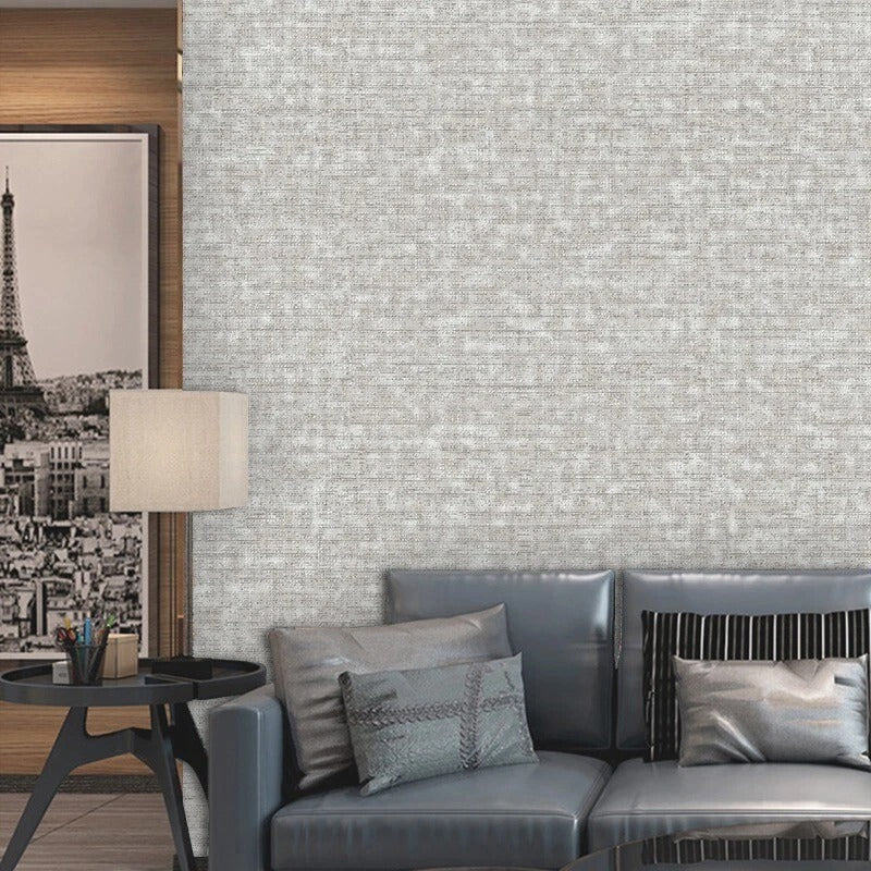 Grey Linen·Effect Wallpaper