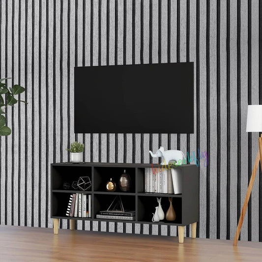 Black Grey 3D Wood Panel Stripes Embossed Textured Wallpaper Roll Wall Coverings