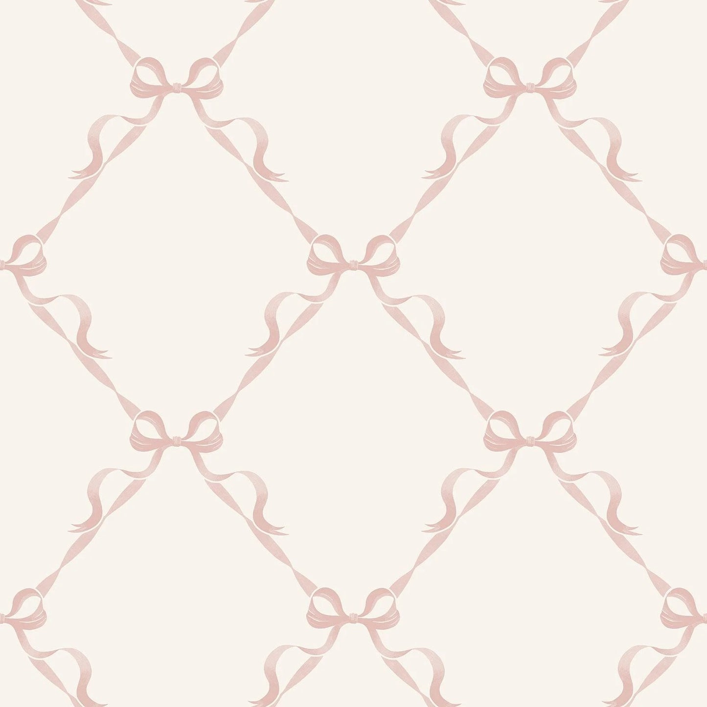 Cream Pink Ribbon Wallpaper