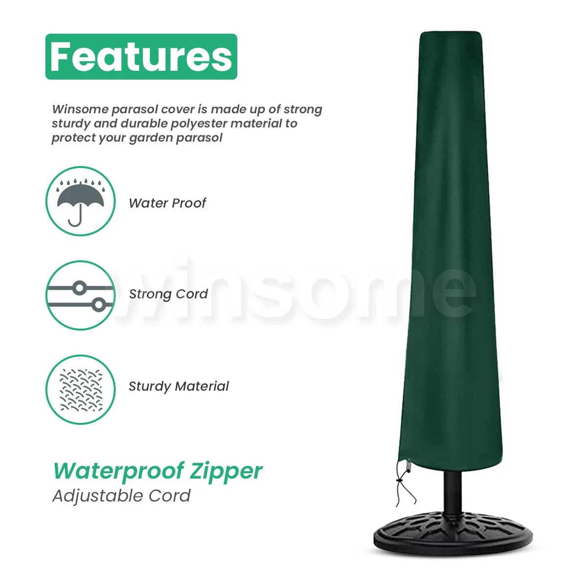 Waterproof Parasol Cover with Zip Outdoor Garden Patio Umbrella Cover